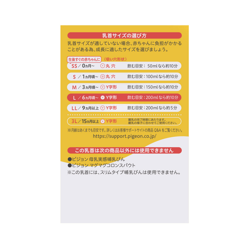 ピジョン 母乳実感 乳首 Lについて