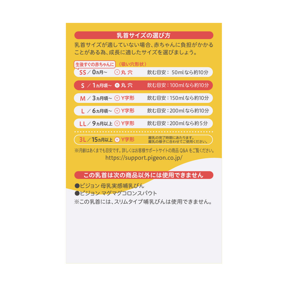 ピジョン 母乳実感 乳首 Sについて