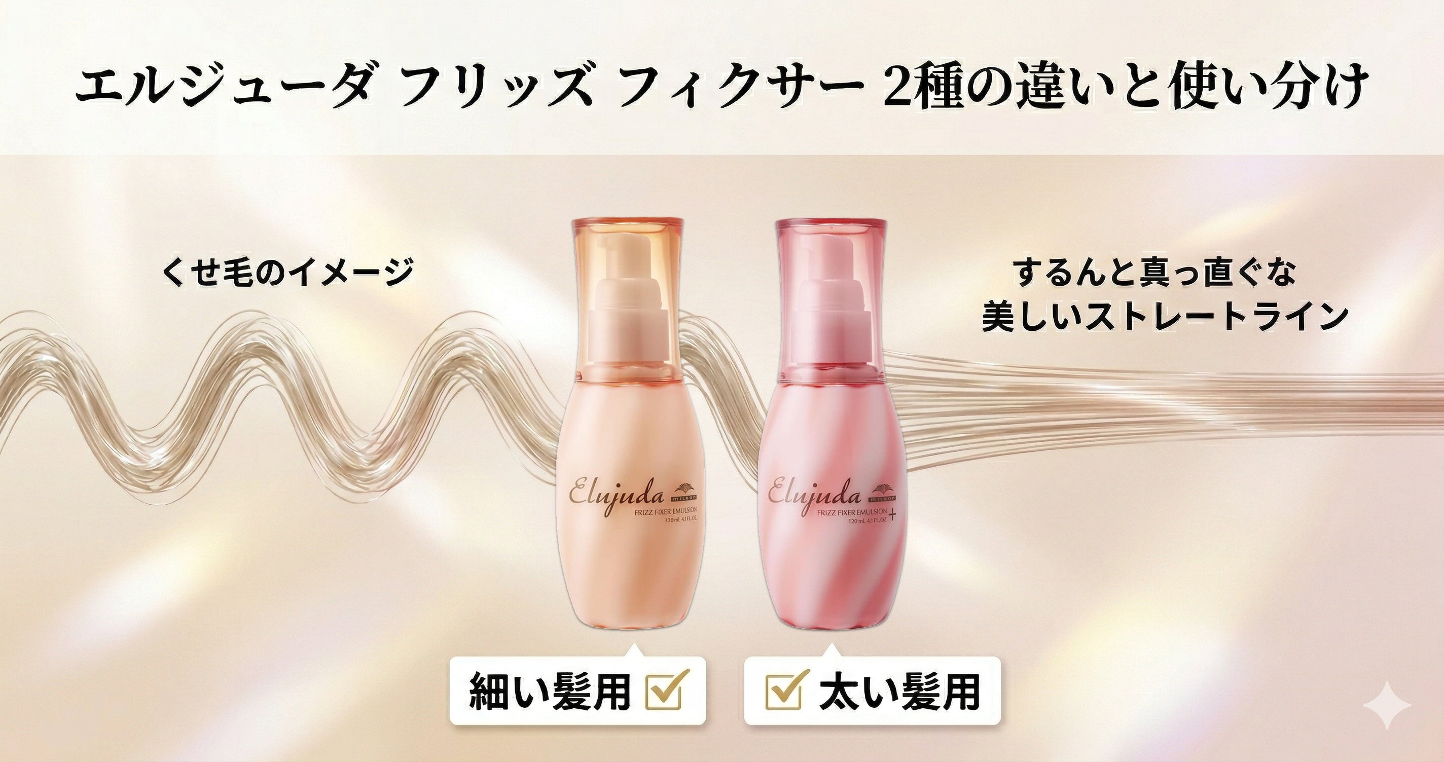 ミルボン エルジューダ フリッズ フィクサー 2種の違い｜仕上がりと